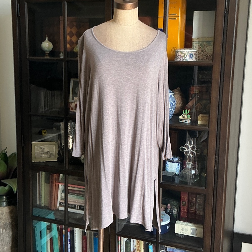 Joan Vass Light Taupe Tunic Top, 2x